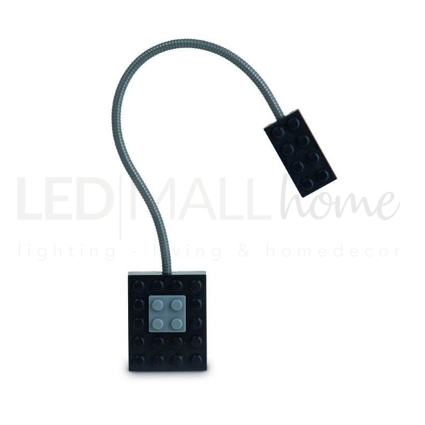 Mini lampada da lettura led mattoncino lego block light nero