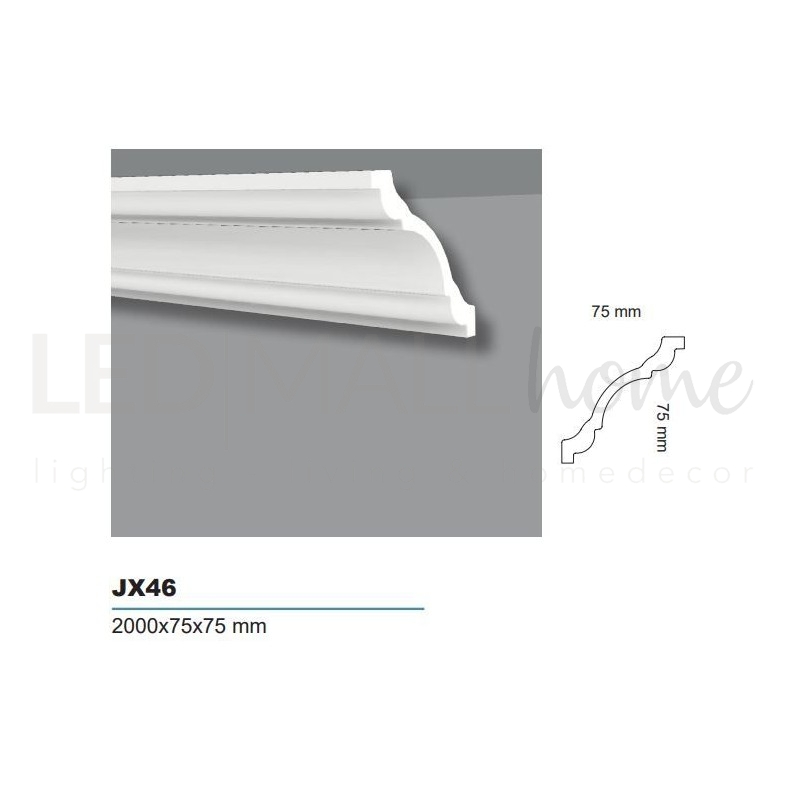 Cornice Soffitto per interni in duropolimero 2000x75x75mm