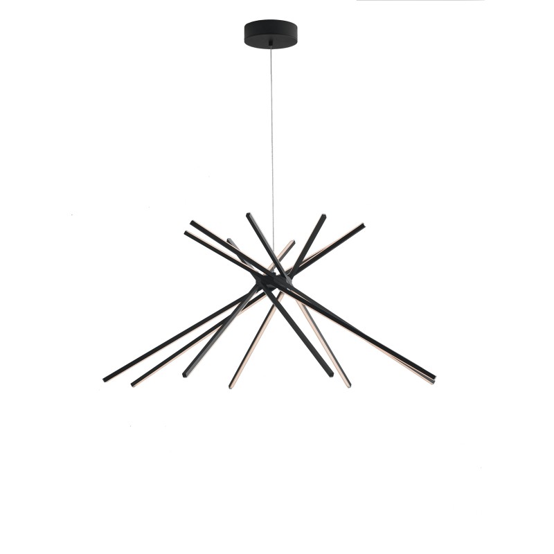 SOSPENSIONE LAMPADARIO LED IN STILE MODERNO NERA 54W 2370LM 3000K 113X51,5CM