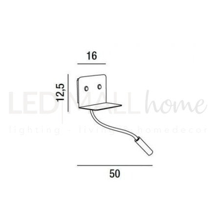 Applique flessibile in metallo bianco con porta usb