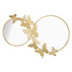 Specchio da parete con cerchi in metallo dorato cm 90x3x83 PLANET