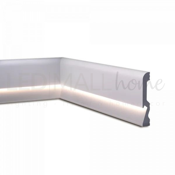 Battiscopa in Duro Polimero 100x18 mm (2pz da 1m) per Led